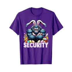Easter Egg Hunt Protection Co Funny Easter Egg Hunt Security Gorilla with Bunny Ears T-Shirt