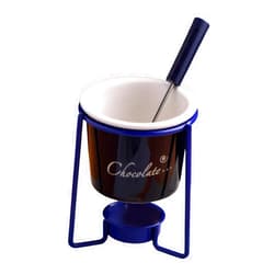 Amagogo Chocolate Fondue Pot Ceramic Hotpot Kitchen Appliances Melt Poter Tea Light Porcelain Melting Pot for Anniversary Party, Blue