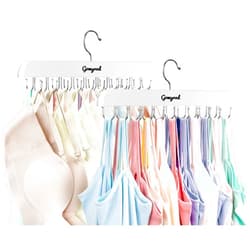 Gomyrod Bra Hanger for Closet, 2 Pack Tank Top Hanger w/20 Hooks Capacity Foldable Wood Space Saving Hangers, 360°Rotating Closet Organizers and Storage for Dorm & Apartment for Bra Scarf Ties(White)