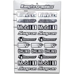 Kungfu Graphics Motocross Sponsor Logos Racing Sticker Sheet Universal (7.2 x 10.2 inch), Black White