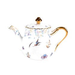 KAMMAK Teapot with Handle, Vintage Porcelain Tea Pot with Gold Trim, Blooming & Loose Leaf Teapot, Festive Holiday Serveware, Gifts for Women, Colorful - 37 oz