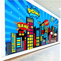 Qyeahkj Large Super Theme Hero Party Backdrop Decoration 10x6ft One-piece Inspirational Decor for Classroom Back to School Wall Mural Hero Theme Backdrop Motivational Bulletin Board Photo Booth Props Supplies