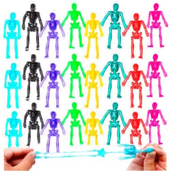 ArtCreativity Super Stretchy Skeleton Toys - Set of 48 - Halloween Toys for Kids in 10 Vibrant Colors - Stretch 7X Their Size - Halloween Party Favors, Goodie Bag Fillers, and Pinata Stuffers