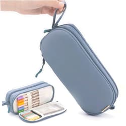 EASTHILL Small Pencil Case with Handle Pen Pouch School Supplies Soft Pencil bag for Teen Girls-Blue