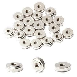 MroMax 20Pcs Round Knurled Thumb Nuts M5x0.8mm Conector Lock Adjusting Nuts Through Hole Nut Tightening Nut Female Threaded Thin Type Nickel Plated for 3D Printer Beds, Machine Tools