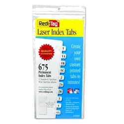 Redi-Tag 39000 Laser Printable Index Tabs 7/16 x 1 White 675/Pack