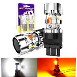 Auxpower 3157 Switchback LED Bulbs Built in Resistor Canbus Error Free Anti Hyper Flash 2024 Y1 Series T25 3057 3457 4157 Bulbs White and Amber 500% Super Bright Turn Signal Light DRL Parking Light