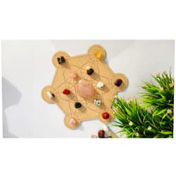T one woods Crystal Grid metatron Sacred Geometry Wall Art (11inch) | Decor Positive Energy Decor | crystal grid board | grids for crystal (Metatron on board)