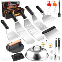 Latiret Griddle Accessories Kit, 24Pcs Grilling Accessories Set for Blackstone and Camp Chef, Flat Top Griddle Accessories Set with Scraper, Enlarged Spatulas, Basting Cover for BBQ