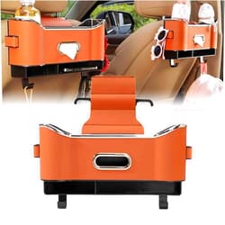 Luizaro Multifunctional Car Seat Back Storage Box, Car Backseat Organizer Bag, Universal Car Tissue Organizer with 2 Drink Cup Holder, Headrest Hooks for Family Kids, Road Trips & Travel(Orange)
