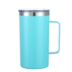 Geasky Tumbler With Handle Insulated Coffee Tea Mug Stainless Steel Water Bottle 24oz Blue Green