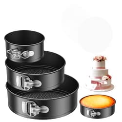 Kootek Cake Pan Set of 3, Nonstick Springform Pans with Removable Bottom, 4, 7, 9 Inch Round Cheesecake Baking Pans with 50 Pcs Parchment Paper Liners