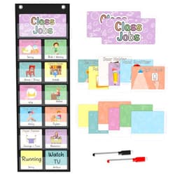 BOHEMIABY 67 Pcs Job Chart for Classroom Management, Teacher's Helper Classroom Jobs Chart with Signature Card, Teacher's Helper Bulletin Board Great for Classroom Homeschool, 29.5