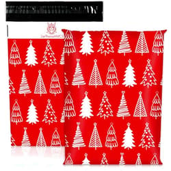 JarThenaAMCS 100Pcs Christmas Poly Mailers 10 x 13 Inch Red Xmas Pine Tree Envelope Mailers Self-Sealing Plastic Packaging Mailing Bags For Small Business Clothing