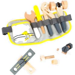 Small Foot- Construction Worker Tool Belt- 4 Piece Playset Includes Adjustable Belt, Pipe Wrench, Ratchet, Screwdriver and Spanner-Sturdy Wooden Toys- Boys and Girls Ages 3+
