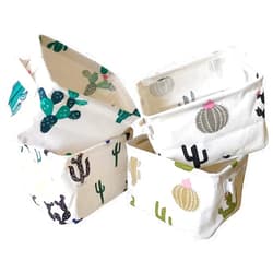 KRLIFCSL Storage Bins Foldable Cactus Storage Basket for Nursery, Kids Toys, Makeup, Small Items, Desktop Organization, Set of 4 (Cream)