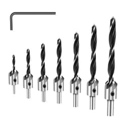 AIMLENTOOL Countersink Drill Bits Set, 7-Pack High Carbon Steel Countersink Drill Bits for Wood, Woodworking Carpentry Reamer with 1 Free Hex Key Wrench