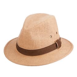 Scala Men's Plus Size Hemp Safari Hat with Leather Band