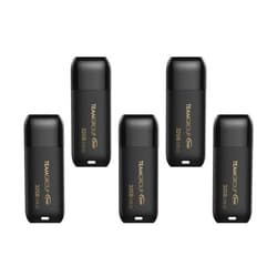 TEAMGROUP C175 32GB 5 Pack USB 3.2 Gen 1 (USB 3.1/3.0) Flash Thumb Drive, External Data Storage Memory Stick Compatible with Computer/Laptop Matte Black TC175332GB21