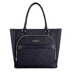 LIGHT FLIGHT Tote Bag for Women, Top Handle Handbag 15.6 inch Laptop Bag Quilted Tote With Pocket Black Totes for Work Bag