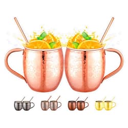 UNISWEET Moscow Mule Mugs - 18 Oz Copper-Plated Fine Craftsmanship Etched Mugs,304 Stainless Steel-Lined Mule Cups,For Cold Drinks, Beer, Wine, Bars, Parties