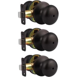 Brotima 3 Pack Privacy Door Knob, Keyless Oil Rubbed Bronze Flat Ball Knobs with Lock, Interior Round Lock Set for Bedroom, Bathroom, Reversible for Right/Left Handed Door