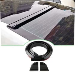 Ziciner Car Trunk Spoiler Lip Kit, 4.9 Ft Anti-Scratch Abrasion Auto Rear Wing Decor Strip, Carbon Fiber Pattern Rubber Spoiler Sticker, Universal Vehicle Exterior Accessory (Bright Black #1.77 in)