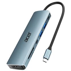 Acer USB C Hub, 7 in 1 USB C to HDMI Splitter, 2 USB 3.1 GEN1 and 5Gbps Type-C Data Port, 4K HDMI Port, PD 100W Charging, SD Card Reader, for iPad Pro MacBook Pro Acer Laptops and More