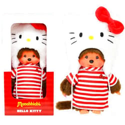 Bandai Monchhichi – Hello Kitty Monchhichi Soft Toy – 80s Monkey – Soft Plush 20 cm for Children and Adults – Children's Toy 2 Years and Above – SE252848