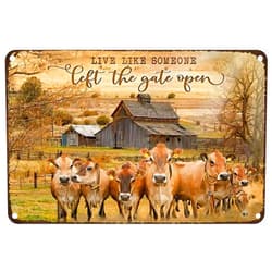 Estiyond Vintage Metal Tin Sign Live Like Someone Left The Gate Open Cow Rustic Wall Decor For Home Bedroom Bar Cafe Club 8X12Inch