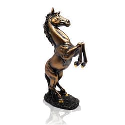 Lependor 12 inch Standing Horse Resin Statue for Home Decor Animal Ornament Sculpture Rearing Horse Art Figurine Decorative Sculpture - Bronze