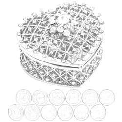 YMNLSASR Arras Para Boda Catolica - 13pc Wedding Unity Coins with Diamond Heart Shaped Box, Arras de matrimonio, Wedding Coins for Unity Ceremony Ideas, Arras de boda Catolica,Unity Coins Catholic (Silver)