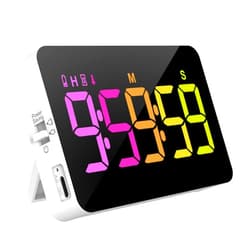 PERSUPER Kitchen Timer for Cooking, 10 RGB Color Changing Digital Magnetic Timer, Countdown/Up, Rechargeabilit, 3 Brightness Display, 3 Volume Levels and Vibration Mode, for Classroom, Study, Fitness