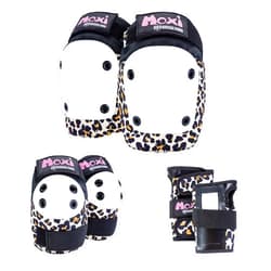 187 Killer Pads Six Pack Pad Set - Skateboarding Knee Pads, Elbow Pads and Wrist Guards Moxi Leopard, Small/Medium