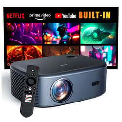 NexiGo Outdoor Netflix Projector, Officially-Licensed, Netflix/YouTube/Prime Video, 800 ANSI Lumens, Auto Focus/Keystone, Native 1080P, Dolby Audio, Compatible w/TV Stick, iOS, Android (Renewed)