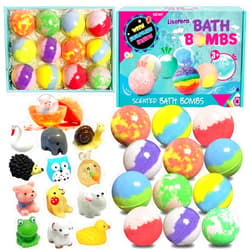 Lisotera Bath Bombs for Kids, 12pcs Bath Bombs with Surprise Toys Inside, Natural and Organic Colorful Bubble Bath Fizz Bomb for Kids, Gift Set for Birthday, Halloween, Christmas for Boys and Girls