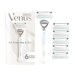 Gillette Venus Intimate Grooming Razors for Women, 1 Venus Razor Bikini Trimmer, 6 Razor Blade Refills