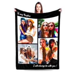 Lcyawer Customized Gifts for Besties, Personalized Gifts for Best Friend Sister, Sisters Gifts from Sister, Custom Blanket with Pictures Text, Customizable Photo Blanket for Besties Best Friend Sister