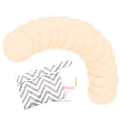 KeaBabies Reusable Nursing Pads for Breastfeeding, 14-Pack - 4-Layers Viscose Derived from Bamboo Nursing Pads, Breastfeeding Pads, Washable Breast Pads, Organic Maternity Pads, Nipple Pads(Bare Beige, L 4.8