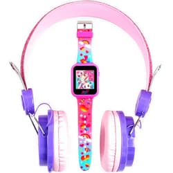 Accutime JoJo Siwa Headphone and Smart Watch Combo Set - Interactive Learning Games, Adjustable Pink Headphones, Multi Watch Faces, Ideal for Girls 6+
