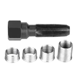 Akozon Spark Plug Thread Repair Kit, Akozon 5Pcs Carbon Steel Spark Plug Re-thread Tap Tools with Inserts for 14mm Sparking Plugs Repair