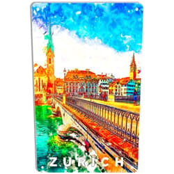 QIRIUS Metal Tin Sign Zurich Poster Wall Decor Fun for Home Kitchen Bar Pub Man Cafe Room Garage Vintage Retro Plaque 12x8 Inch