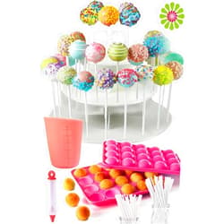 Cakes of Eden APRON HEROES- Complete Cake Pop Maker Kit, Nonstick, Silicone, Cake Pop Maker, Cake Pop Kit, with, Cake Pop Stand Holder, Cake Pop Molds, 120 Lollipop Sticks, Melting Pot, Decorating Pen, & Twist Ties