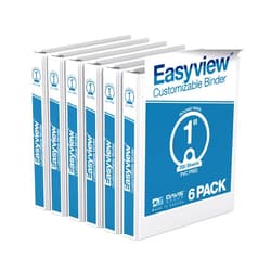 Davis Group Easyview Premium 3-Ring Binders with Clear-View Covers and Round Rings, Binders for School or Office, 1 Inch, Pack of 6, White