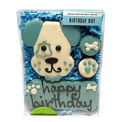 Bubba Rose Biscuit Company: Decorated Birthday Boy Blue Dog Treats - Crunchy Biscuit Texture - Natural Gourmet Dog Cookies - Pack of 4 Cookies - Made in The USA