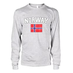 Cybertela Men's Faded Distressed Norwegian Norway Flag Long Sleeve T-Shirt