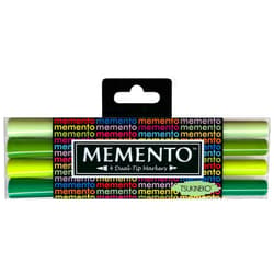 Tsukineko 4-Pack Dual-Ended Fade-Resistant and Water-Based Memento Markers, Greenhouse