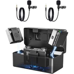 HollyView Hollyland Lark 150 Wireless Lavalier Microphone with Charging Case, Lapel Mic with 3 Audio Modes, 18H Battery, 330ft (100m) Range, 5ms Latency, Compatible with Camera, Android, PC, Black