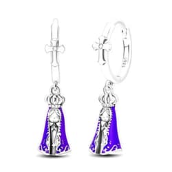 Hapour 925 Sterling Silver Huggie Earrings for Women,Dangle Earrings with Virgin Mary Charms,Huggies Hoop Dangle Drop Earring,Hypoallergenic Halloween Earrings Handmade Jewelry