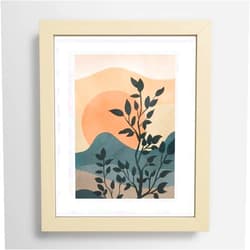 Society6 Orange Rising Sun by City Art Framed Art Print (Modern Maple - X-Small 8 x 10-10x12)